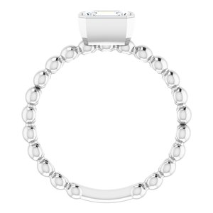 Sterling Silver Natural White Sapphire Emerald 6 X 4 Mm Polished Natural White Sapphire Stackable Family Ring Size 7