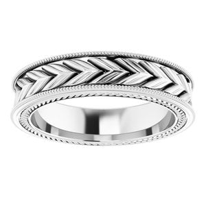 Platinum 5 Mm Polished Wheat Pattern Design Band Size 7