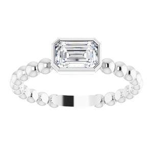 Sterling Silver Natural White Sapphire Emerald 6 X 4 Mm Polished Natural White Sapphire Stackable Family Ring Size 7