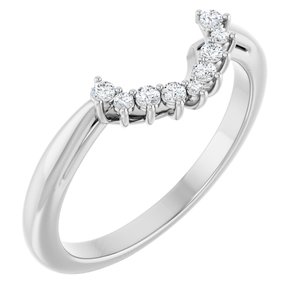 14K White Gold Set Natural Diamond Oval 7 X 5 Mm Si2-Si3, G-H :: 1/10 Polished 1/10 Ctw Natural Diamond Matching Band Size 7