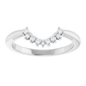 14K White Gold Set Natural Diamond Oval 7 X 5 Mm Si2-Si3, G-H :: 1/10 Polished 1/10 Ctw Natural Diamond Matching Band Size 7