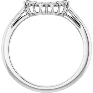 14K White Gold Set Natural Diamond Oval 7 X 5 Mm Si2-Si3, G-H :: 1/10 Polished 1/10 Ctw Natural Diamond Matching Band Size 7