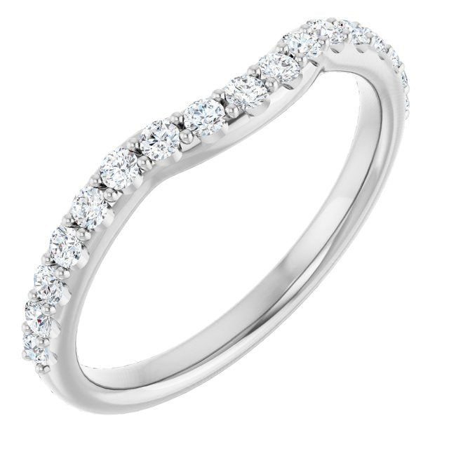 14K Yellow Or White Or Rose Gold Or Platinum Round Polished Natural Diamond Contour Band, Size 7