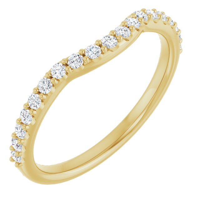 14K Yellow Or White Or Rose Gold Or Platinum Round Polished Natural Diamond Contour Band, Size 7