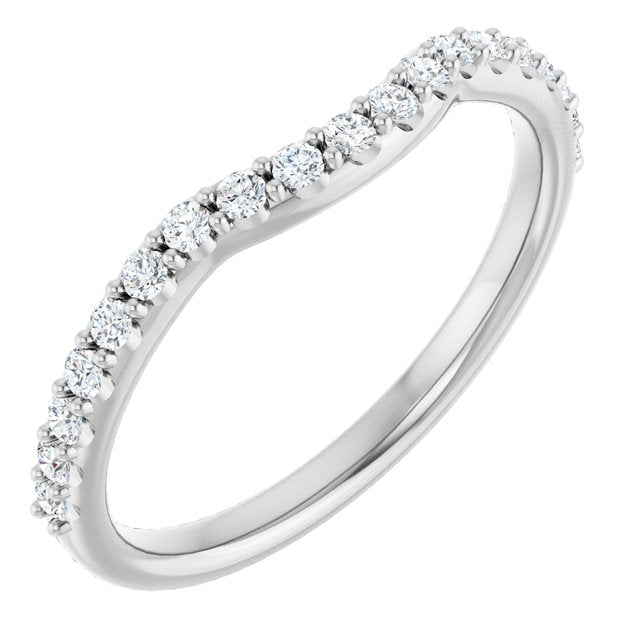 14K Yellow Or White Or Rose Gold Or Platinum Round Polished Natural Diamond Contour Band, Size 7