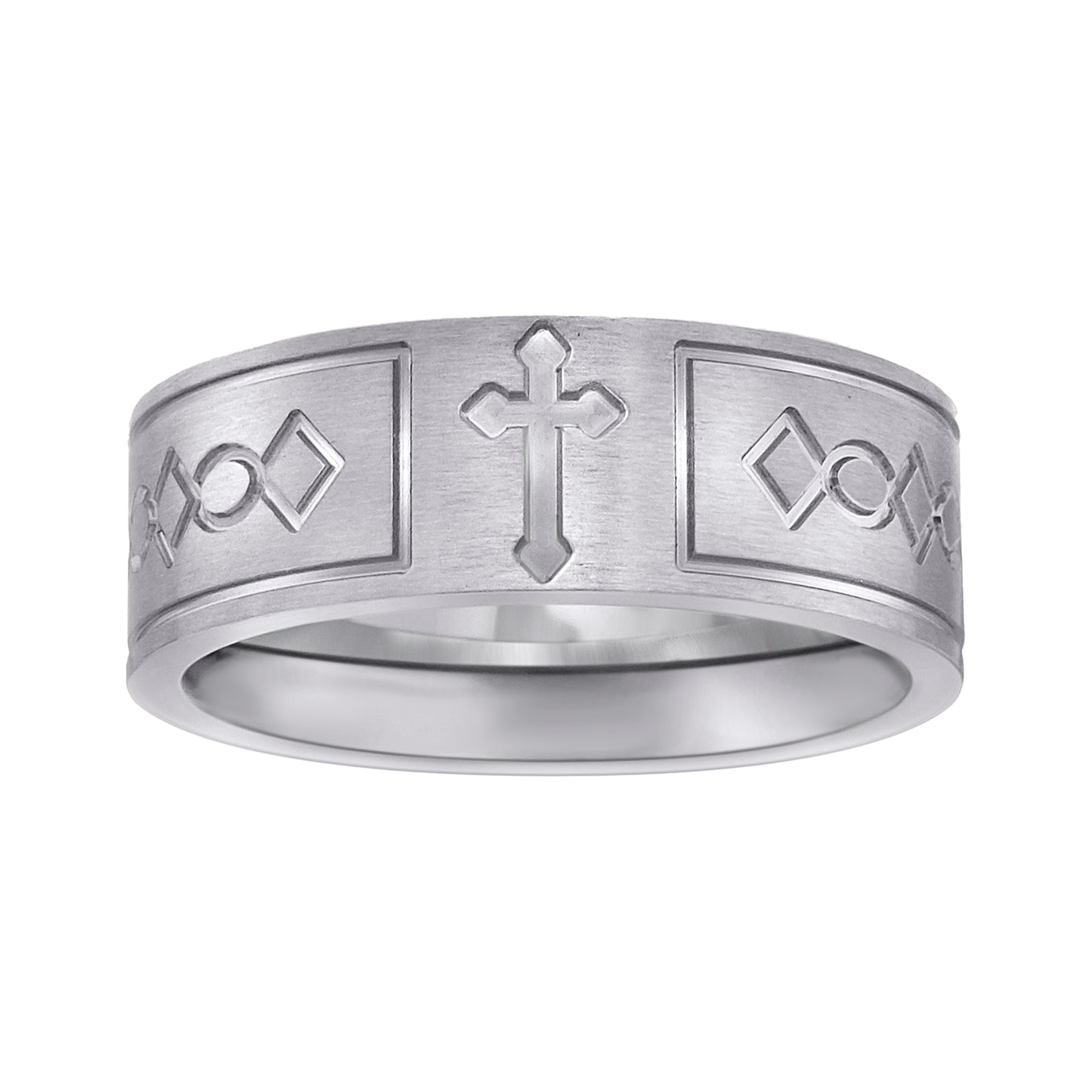 Stainless Steel Mens Brushed Celtic Cross Engraved Sizes 7 - 14 Comfort-Fit Fashion Bridal Anniversary Wedding Engagement Band Ring