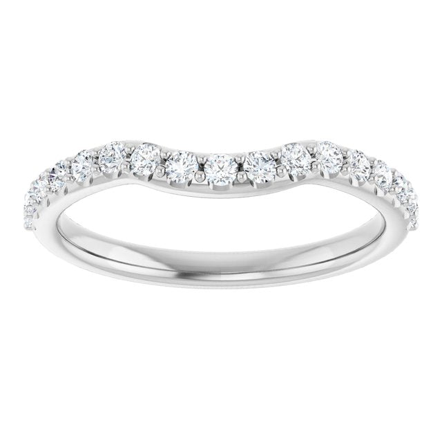 14K Yellow Or White Or Rose Gold Or Platinum Round Polished Natural Diamond Contour Band, Size 7