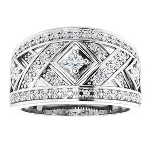 14K White Gold Polished 1/2 Ctw Natural Diamond Ring Size 6
