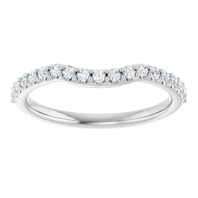 14K Yellow Or White Or Rose Gold Or Platinum Round Polished Natural Diamond Contour Band, Size 7