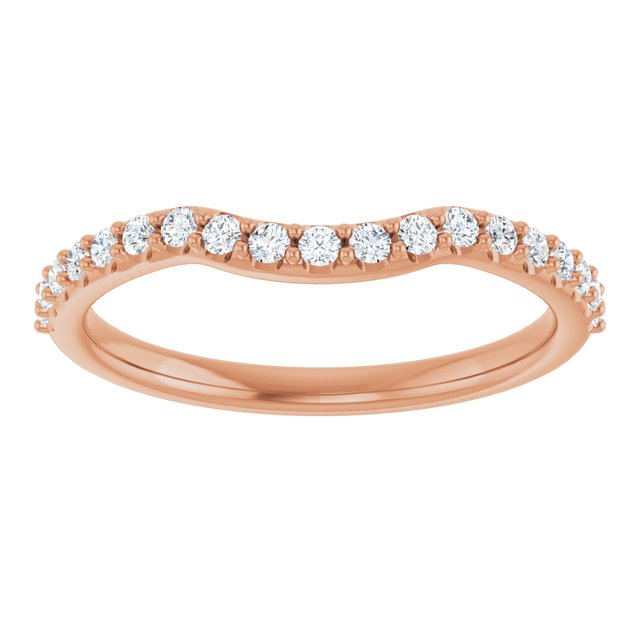 14K Yellow Or White Or Rose Gold Or Platinum Round Polished Natural Diamond Contour Band, Size 7