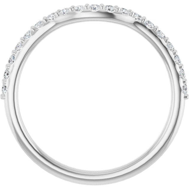 14K Yellow Or White Or Rose Gold Or Platinum Round Polished Natural Diamond Contour Band, Size 7