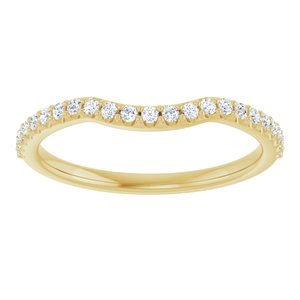14K Yellow Gold Round 1.3 Mm Polished 1/5 Ctw Lab Grown Diamond Contour Band Size 7