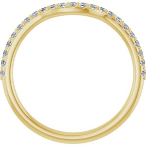 14K Yellow Gold Round 1.3 Mm Polished 1/5 Ctw Lab Grown Diamond Contour Band Size 7