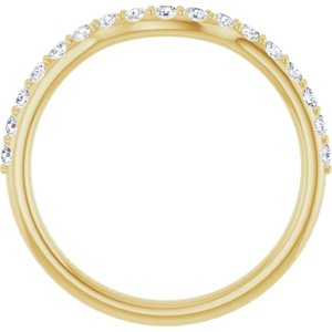 14K Yellow Gold Round 1.7 Mm Polished 1/3 Ctw Lab Grown Diamond Contour Band Size 7