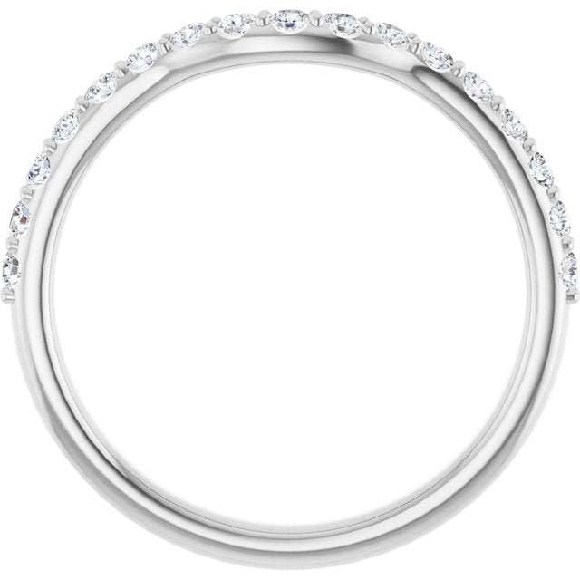 14K Yellow Or White Or Rose Gold Or Platinum Round Polished Natural Diamond Contour Band, Size 7