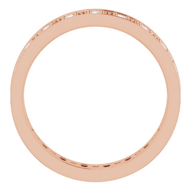 14K Rose Gold Round 1.8 Mm None 1/2 Ctw Polished 1/2 Ctw Natural Diamond Eternity Band, Size 7