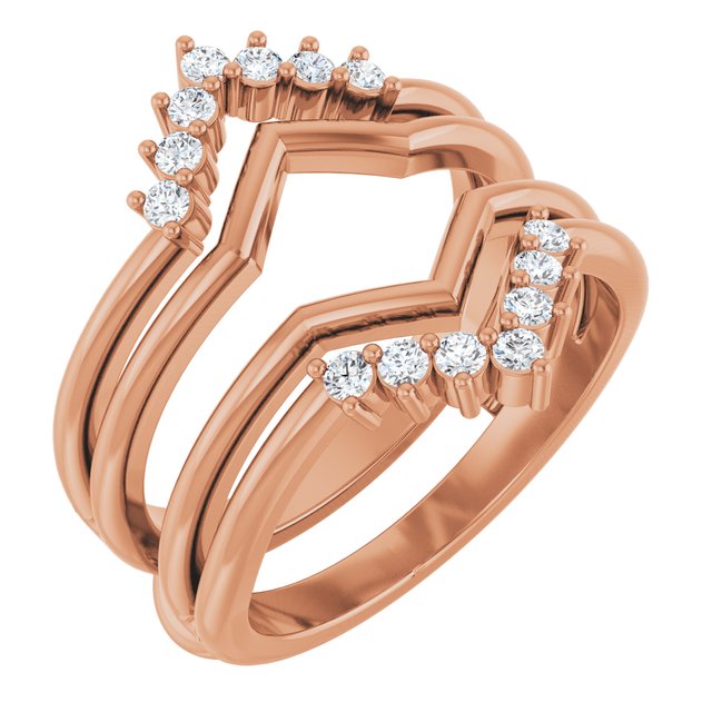 14K Yellow Or Rose Gold Round 1.7 Mm Polished 1/4 Ctw Lab-Grown Diamond Ring Guard, Size 7