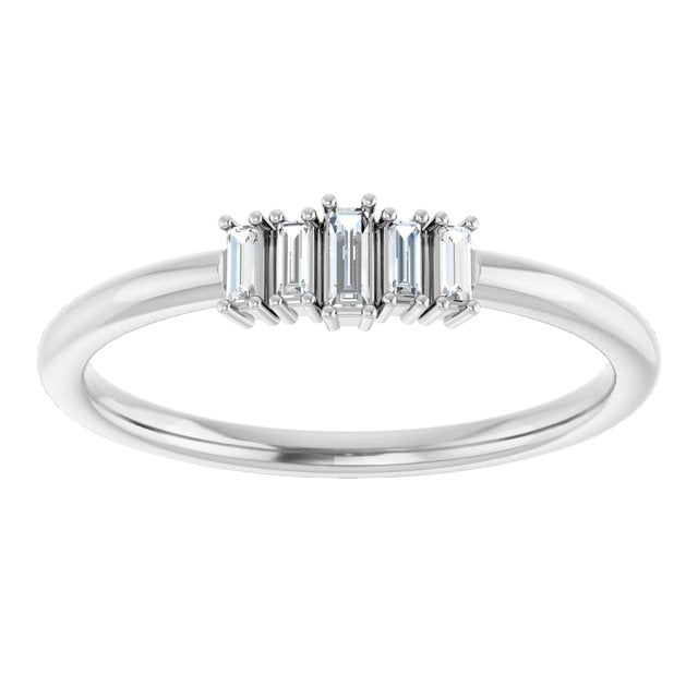 14K Yellow Or White Gold Straight Baguette 3.25 X 1.25 Mm Polished 1/8 Ctw Natural Diamond Stackable Ring, Size 7