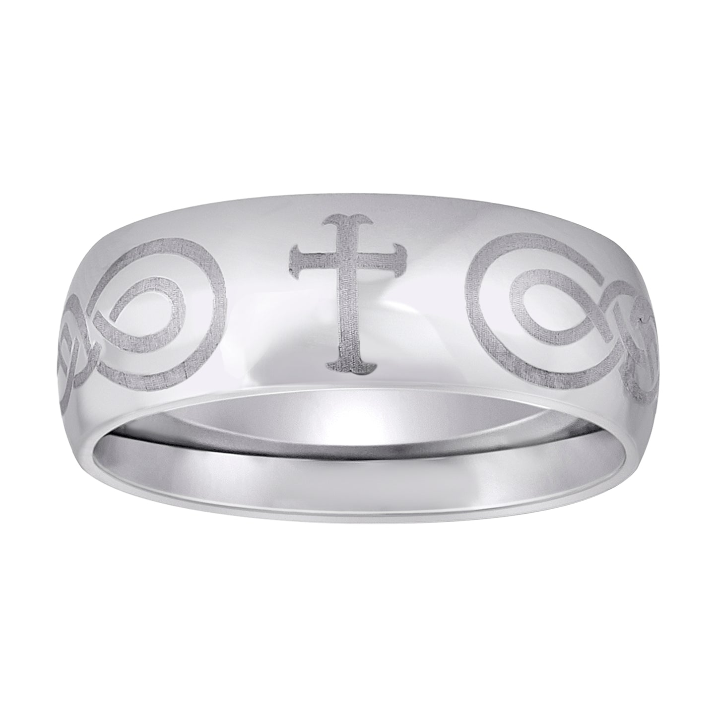 Stainless Steel Men's Celtic Cross Polished Dome Sizes 7 - 14 Comfort-Fit Fashion Bridal Anniversary Wedding Engagement Band Ring