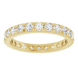 14K Yellow Gold Round 2.5 Mm G-H Si2-Si3 1 3/8 Ctw Natural Diamond French-Set Eternity Band Size 7