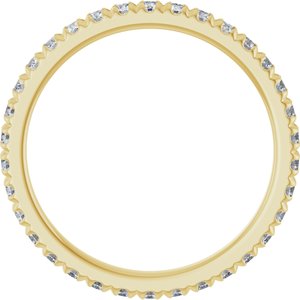 14K Yellow Gold Round 1.7 Mm G-H Si2-Si3 1/2 Ctw Natural Diamond French-Set Eternity Band Size 5