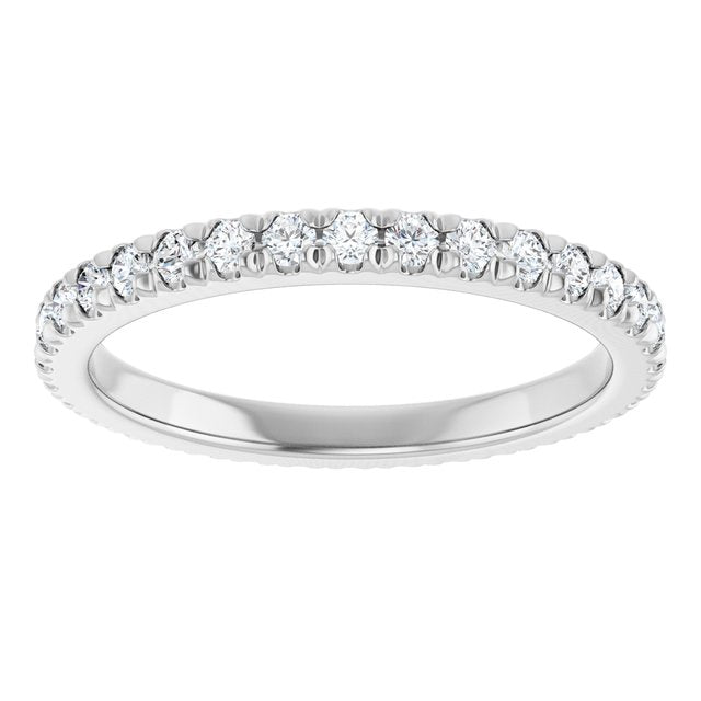14K Yellow Or White Gold Or Platinum Round Vs, F+ Polished Lab-Grown Diamond French-Set Eternity Band