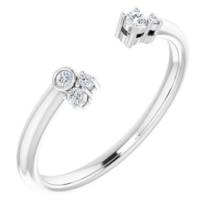 14K White Gold Round Polished .07 Ctw Natural Diamond Matching Band Size 7