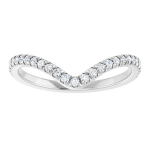 14K White Gold Round 1.3 Mm Polished 1/5 Ctw Lab Grown Diamond French-Set Contour Band Size 7