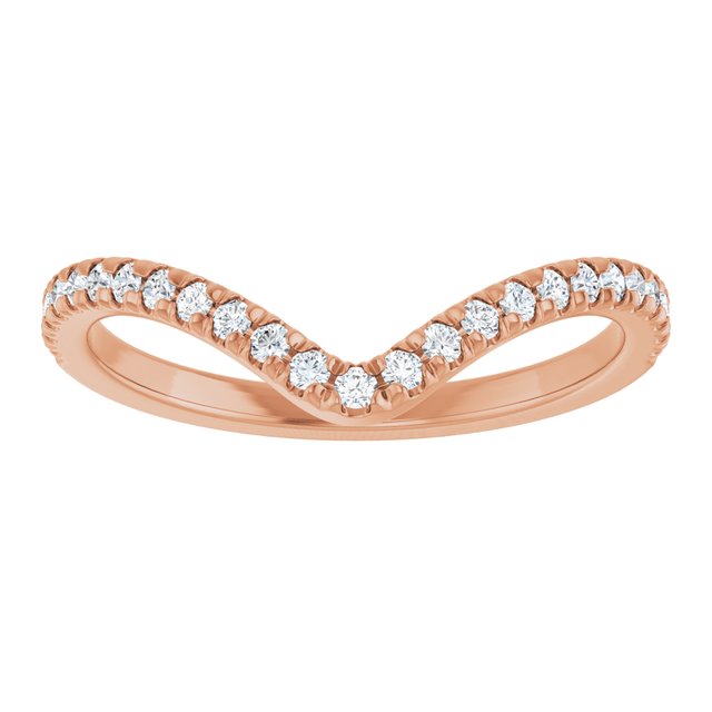 14K Yellow Or White Or Rose Gold Round Polished Natural Diamond French-Set Contour Band