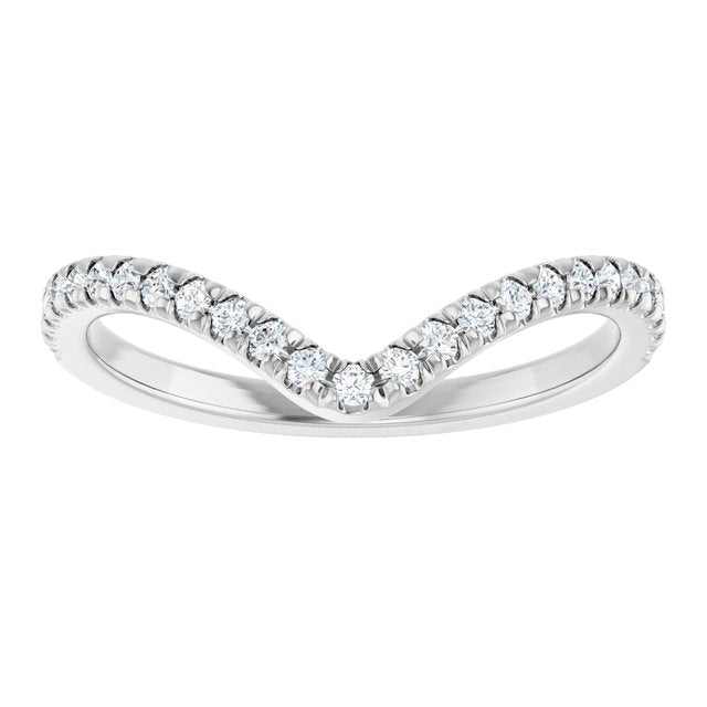 14K Yellow Or White Or Rose Gold Round Polished Natural Diamond French-Set Contour Band