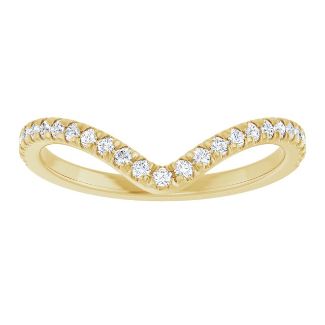 14K Yellow Or White Or Rose Gold Round Polished Natural Diamond French-Set Contour Band