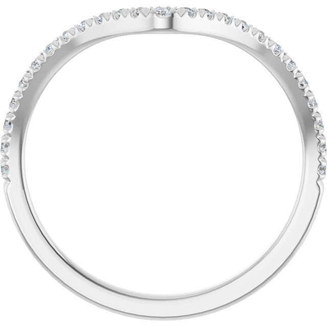 14K Yellow Or White Or Rose Gold Round Polished Natural Diamond French-Set Contour Band