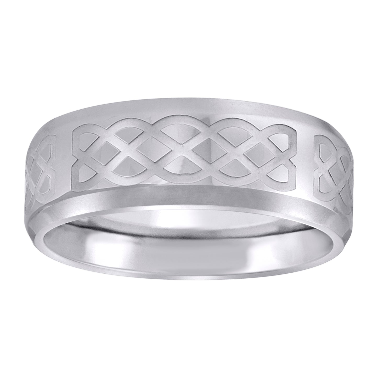 Stainless Steel Mens Celtic Polished Beveled Edge Polished Comfort-Fit Fashion Bridal Anniversary Wedding Engagement Band Ring