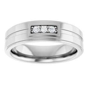 14K White Gold Round 2 Mm 6.29 Mm Si2-Si3, G-H Polished 1/10 Ctw Natural Diamond Band Size 14