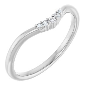14K White Gold Round 5.2 Mm Si2-Si3, Gh :: 0.04 Ctw Polished .04 Ctw Natural Diamond Matching Band Size 7