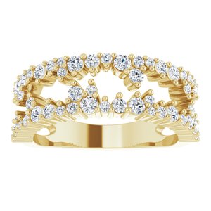 14K Yellow Gold Round Polished 3/4 Ctw Natural Diamond Negative Space Ring Size 7