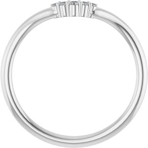 14K White Gold Round 5.2 Mm Si2-Si3, Gh :: 0.04 Ctw Polished .04 Ctw Natural Diamond Matching Band Size 7