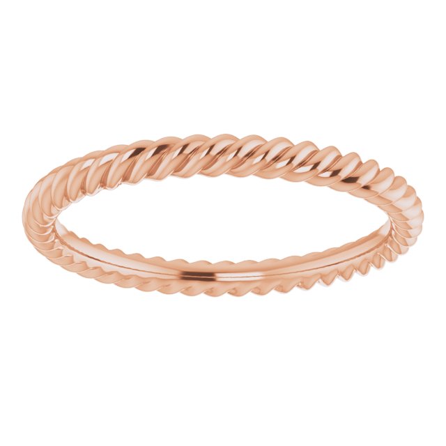 14K Yellow Or White Or Rose Gold Or Sterling Silver Or Platinum Polished Skinny Rope Standard-Fit Band,