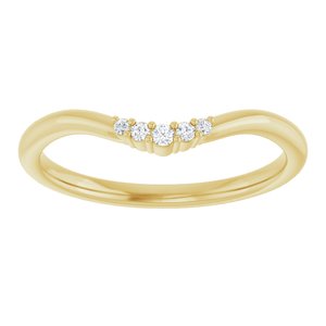 14K Yellow Gold Round 5.2 Mm Si2-Si3, Gh :: 0.04 Ctw Polished .04 Ctw Natural Diamond Matching Band Size 7