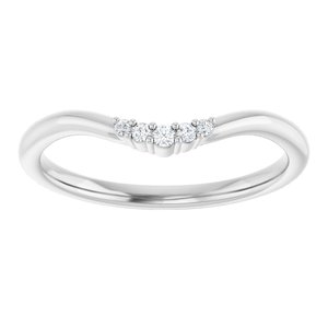 14K White Gold Round 5.2 Mm Si2-Si3, Gh :: 0.04 Ctw Polished .04 Ctw Natural Diamond Matching Band Size 7