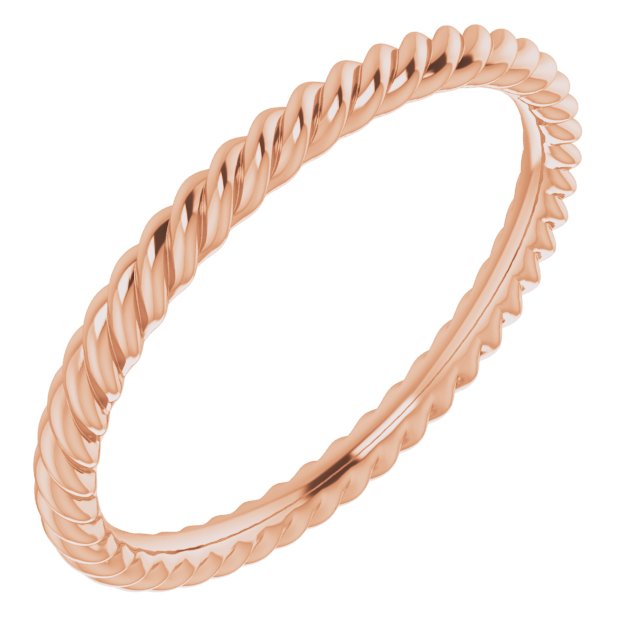 14K Yellow Or White Or Rose Gold Or Sterling Silver Or Platinum Polished Skinny Rope Standard-Fit Band,