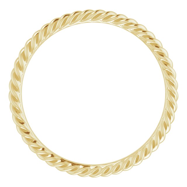 18K Yellow Gold Polished Skinny Rope Standard-Fit Band, Size 7.5