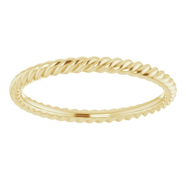 18K Yellow Gold Polished Skinny Rope Standard-Fit Band, Size 7.5
