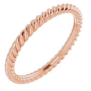 18K Yellow Or White Or Rose Gold 2 mm Skinny Rope Band