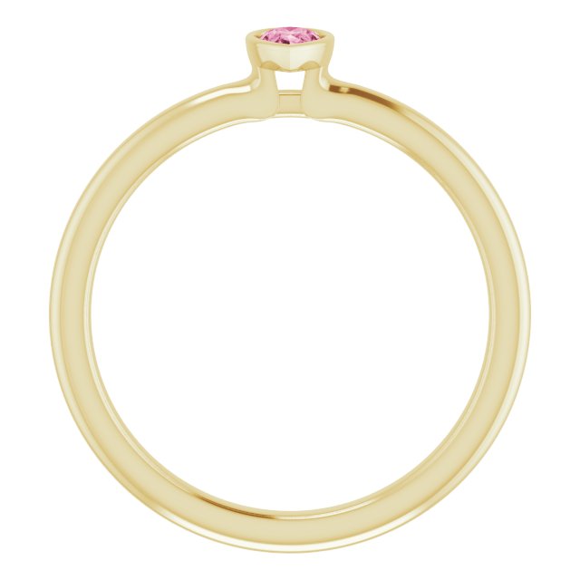 14K Yellow Or Rose Gold Pear 5 X 3 Mm Polished Natural Gemstone Stackable Ring