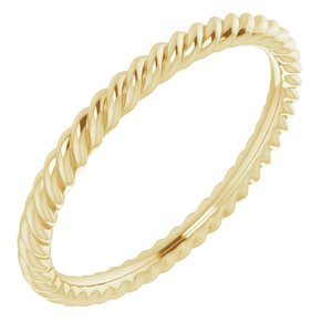 18K Yellow Or White Or Rose Gold 2 mm Skinny Rope Band