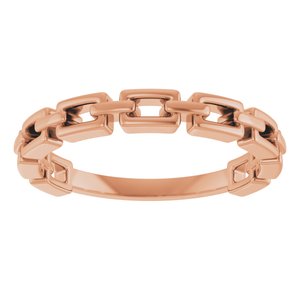 14K Rose Gold Polished Chain Link Ring Size 7