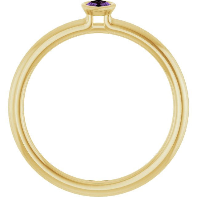 14K Yellow Gold Marquise 5 X 3 Mm Polished Natural Amethyst Stackable Ring