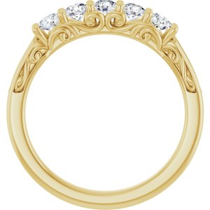 14K Yellow Gold Round 3 Mm 1/2 Ctw Lab-Grown Diamond Anniversary Band Size 7