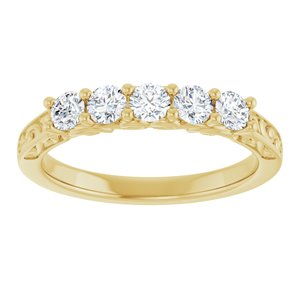 14K Yellow Gold Round 3 Mm 1/2 Ctw Lab-Grown Diamond Anniversary Band Size 7